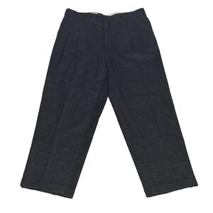 Chaps Men's 36x30 Wool Blend Dress Pants Gray Pleated Front Formal Business Cuff